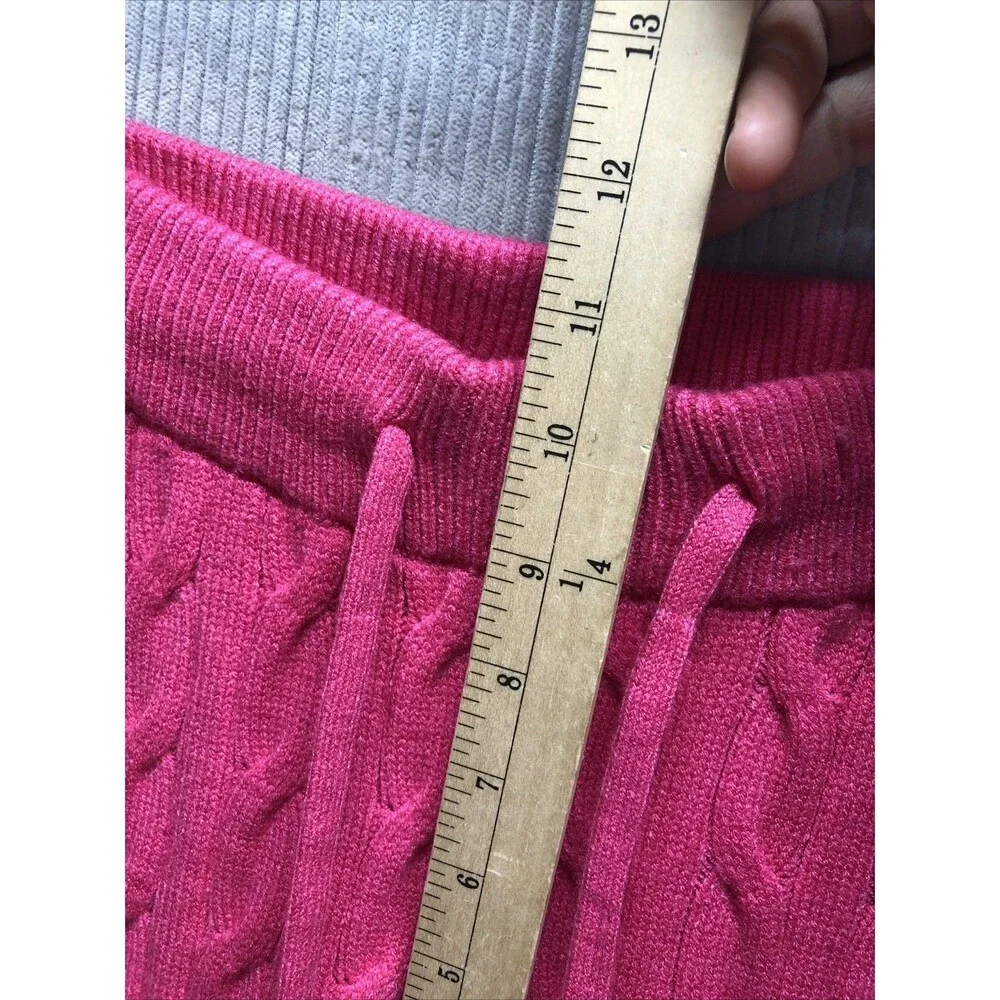 Joyfunear Cableknit Leggings Size M Pink Drawstring Waist Tapered Leg Barbiecore